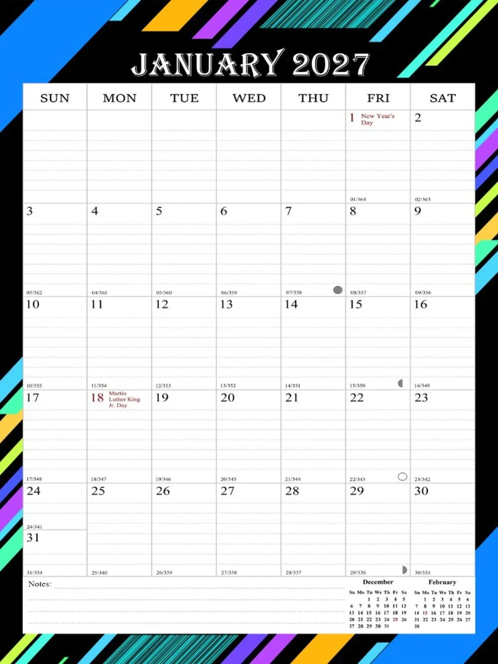 2026-2027 Wall Calendar Spiral-bound Twin-Wire Binding - 18 Months 8.5